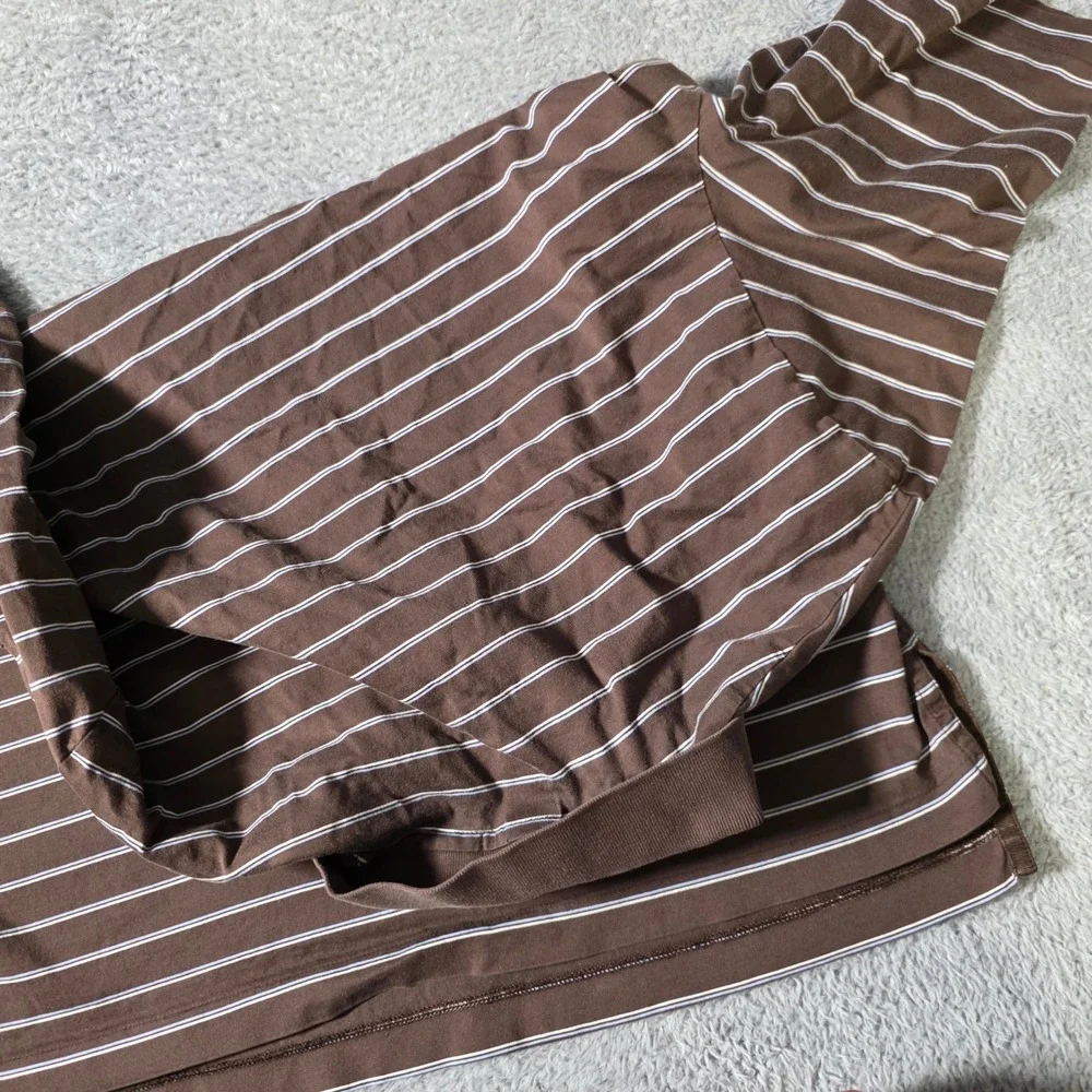 Polo Ralph Lauren Mens M Polo Shirt Brown Striped Pima Cotton Short Sleeve Pony